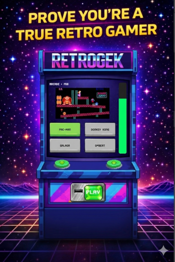 RetroGek Arcade Experience: The ultimate retro gaming archive and visual quiz challenge