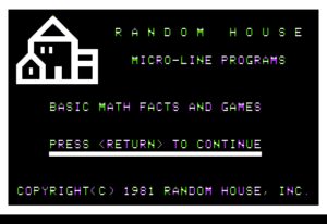 Basic Math Facts and Games