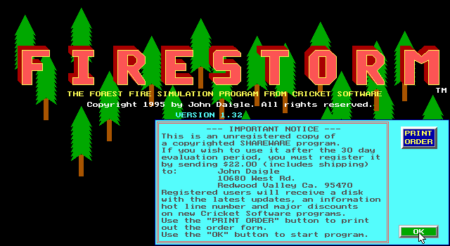 Firestorm: The Forest Fire Simulation Program