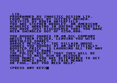 Jeffrey Archer: Not a Penny More, Not a Penny Less – The Computer Game