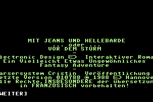 Mit Jeans und Hellebarde